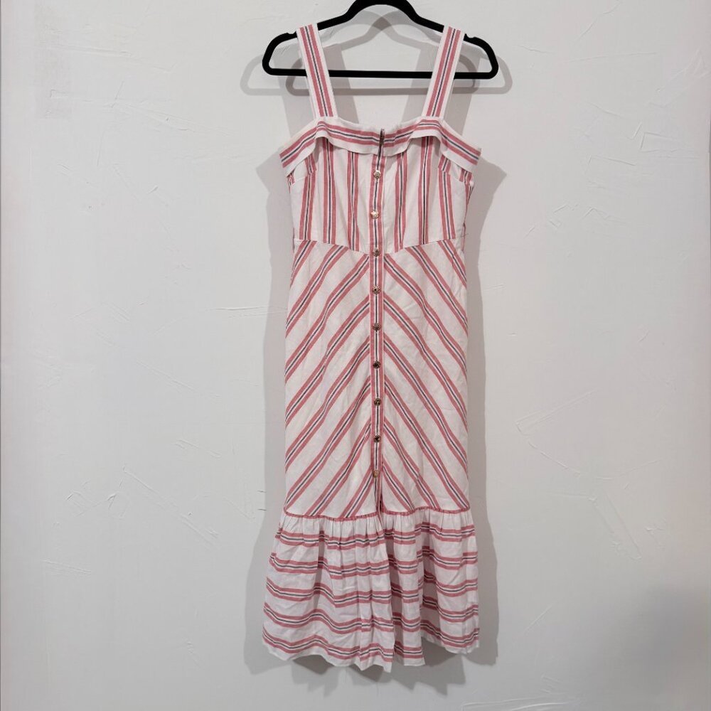 Karl Lagerfeld Women’s Striped Midi Dress Size 4 – Linen Blend Sundress
